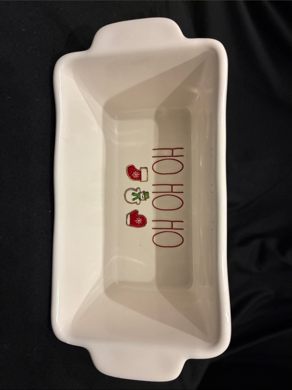 RAE DUNN MAGENTA HO HO HO CERAMIC DISH LOAF PAN GIFT IDEA CHRISTMAS DECOR WHITE